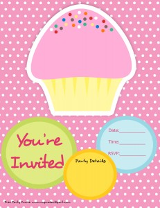cupcake party invitation