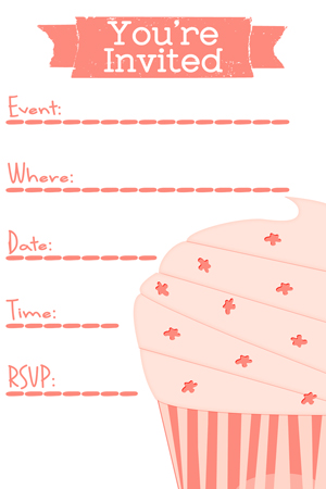 Free Birthday Party Invitation Templates on Free Party Invitation Template   Cupcake Clipart