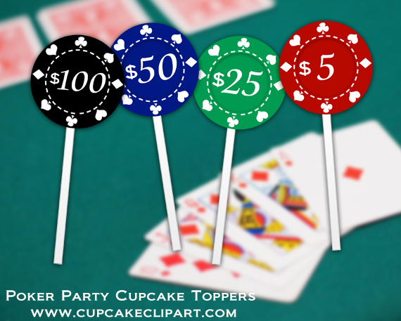 poker night cupcake toppers